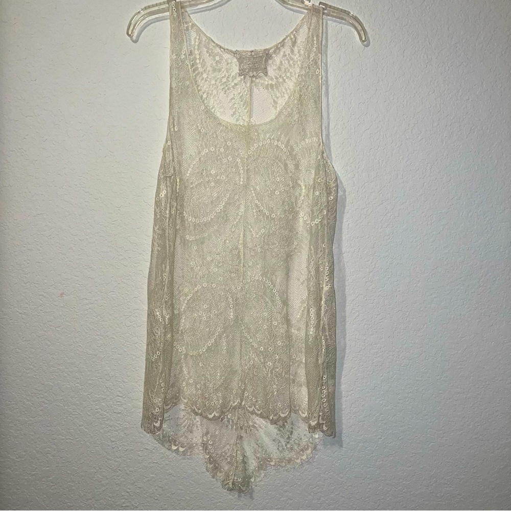 Bonnie Strauss sleeveless lace see through top